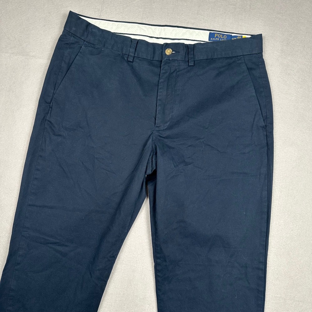 Polo Ralph Lauren Mens Newport Chino Pants Navy Blue Stretch Straight 34x30